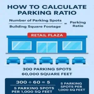Parking ratio diagram showing total spaces including ADA to meet California Title 24 and ADA standards