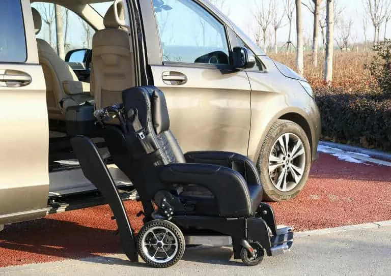 Van with mobility ramp illustrating California ADA van-accessible parking requirements